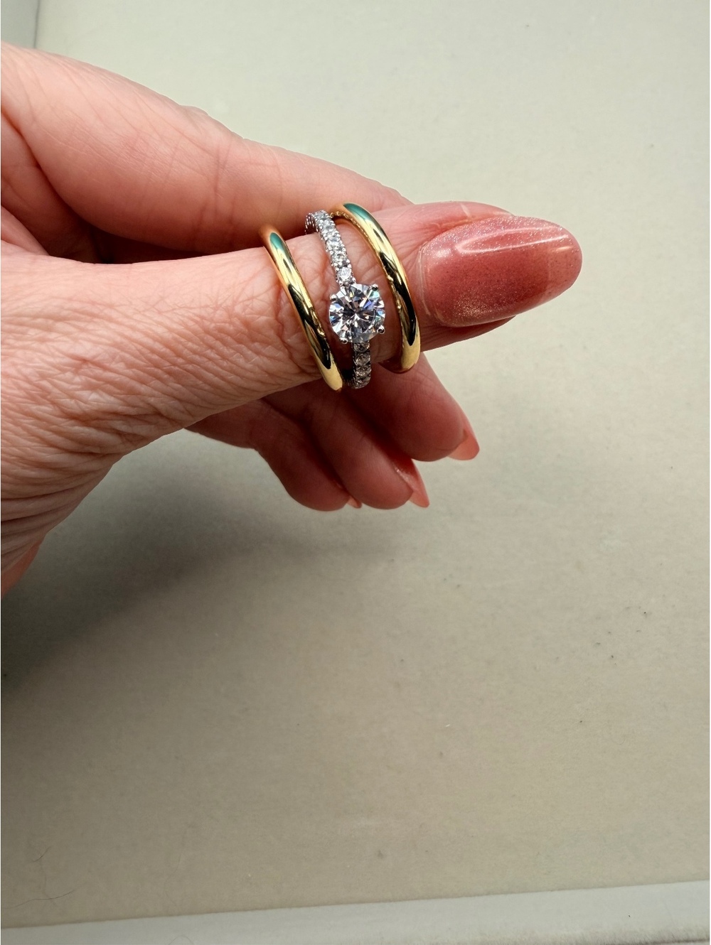 Interlocking mixed metal ring set size 7